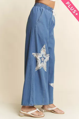 wholesale clothing plus light weight denim star waistband pants davi & dani