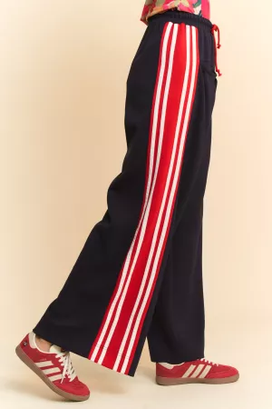 wholesale clothing knee pleatsed drawstring tie up sweat sport pants davi & dani