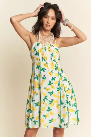 wholesale clothing lemon print woven mini dress davi & dani