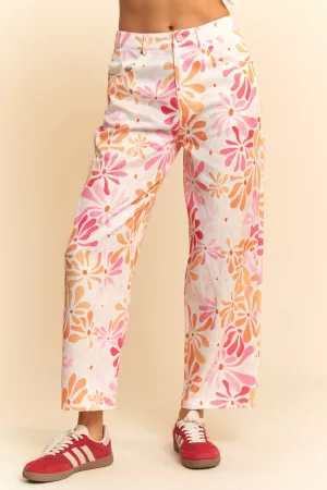 wholesale clothing floral printed lightweight  straight leg pants davi & dani