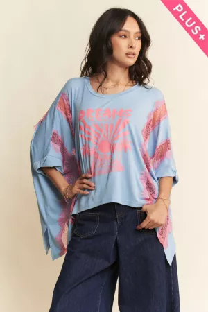 wholesale clothing plus dream print lace detail oversized top davi & dani