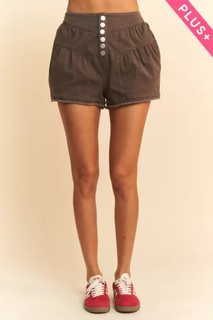 wholesale clothing plus slightly stretch flutter shorts with ruching davi & dani