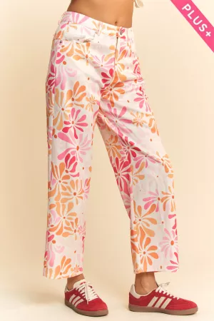 wholesale clothing plus floral printed straight leg pants davi & dani