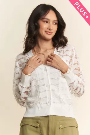 wholesale clothing plus lightweight lace button down cardigan davi & dani