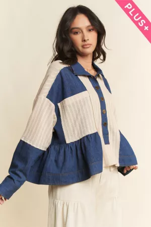 wholesale clothing plus chambray oversized woven top davi & dani