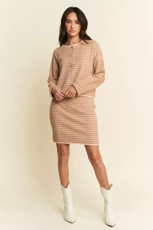 wholesale clothing striped long sleeves top & short skirt davi & dani