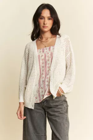 wholesale clothing solid crochet open sweater cardigan davi & dani