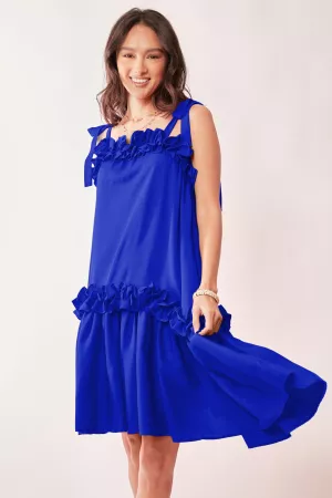 wholesale clothing square neck frill detail ruffled hem midi dress davi & dani