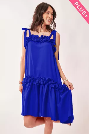 wholesale clothing plus square neck frill ruffled hem midi dress davi & dani