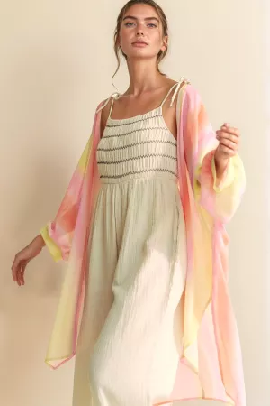 wholesale clothing shimmer striped balloon sleeve kimono cover up davi & dani