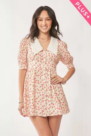 wholesale clothing plus floral ditsy print woven mini dress davi & dani