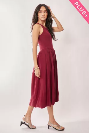 wholesale clothing plus sleeveless midi dress gathered waist davi & dani