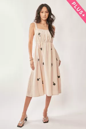 wholesale clothing plus smocked midi dress with floral embroidery davi & dani