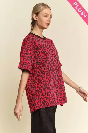 wholesale clothing plus leopard rhinestone stud short sleeve t shirt davi & dani