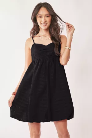 wholesale clothing textured sweetheart neckline bubble hem dress davi & dani