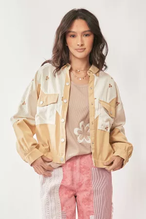 wholesale clothing twill jacket with floral print contrast mixed davi & dani