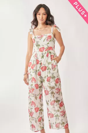 wholesale clothing plus floral woven maxi jumpsuit self adjustable davi & dani