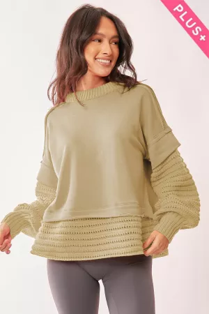 wholesale clothing plus chunky layered ribbed knit trim sweater top davi & dani