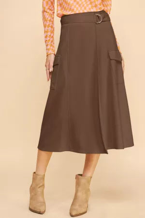 wholesale clothing solid wrap belted side pocket cargo a line skirt davi & dani