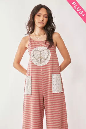 wholesale clothing plus striped french terry heart jumpsuit davi & dani