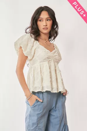 wholesale clothing plus short sleeve peplum solid top blouse davi & dani