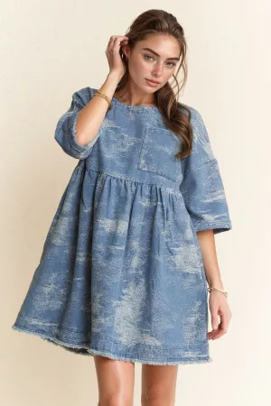 wholesale clothing denim wash mini babydoll dress davi & dani