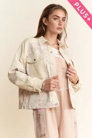 wholesale clothing plus oversized button down patchwork jacket davi & dani