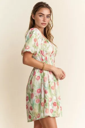 wholesale clothing floral mini dress with square neckline davi & dani