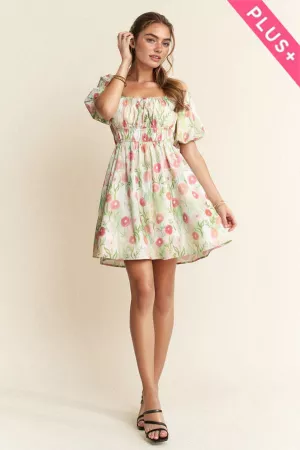 wholesale clothing plus floral mini dress with square neckline davi & dani