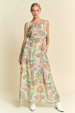 wholesale clothing tropical boho printed detail cut out maxi dress davi & dani