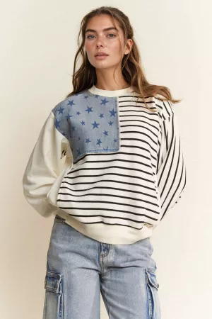 wholesale clothing american flag french terry sweatshirt top davi & dani