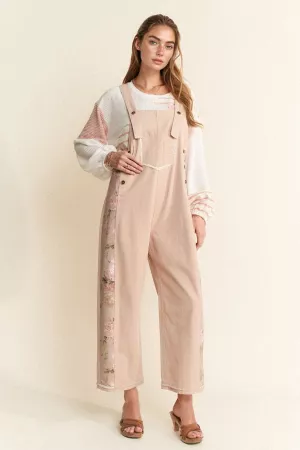 wholesale clothing garden floral side lace pocket overall jumpsuit davi & dani