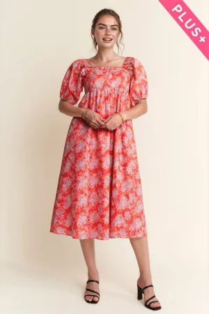 wholesale clothing plus garden floral square neck back midi dress davi & dani