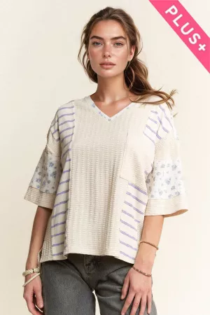 wholesale clothing plus mixture of fabrication knit top davi & dani