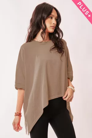 wholesale clothing plus drop shoulders batwing sleeve side slit top davi & dani