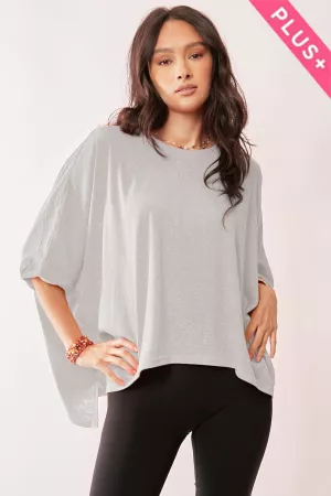 wholesale clothing plus drop shoulders batwing sleeve side slit top davi & dani