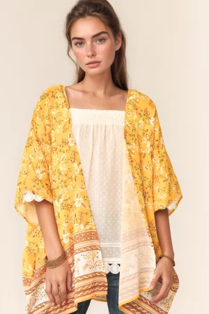 wholesale clothing floral printed short sleeve loose fit kimono davi & dani