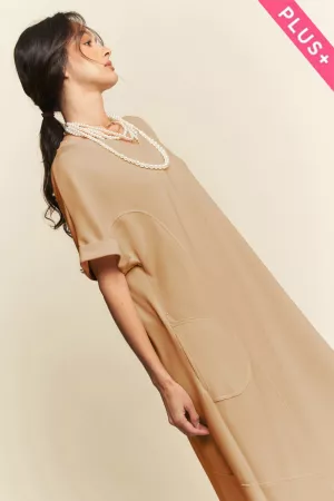 wholesale clothing plus soft knit v neck short sleeve midi dress davi & dani