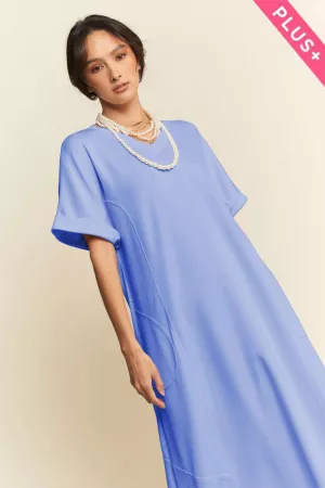 wholesale clothing plus soft knit v neck short sleeve midi dress davi & dani