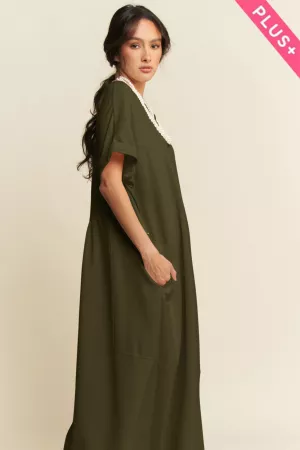 wholesale clothing plus soft knit v neck short sleeve midi dress davi & dani