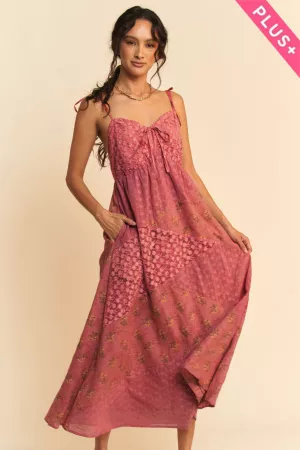 wholesale clothing plus floral lace patchwork maxi slip dress davi & dani