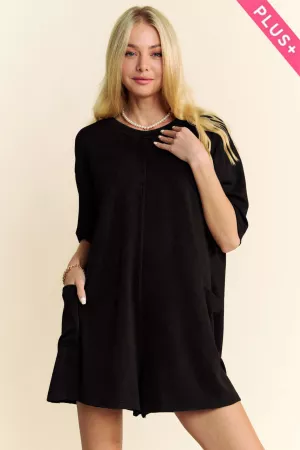 wholesale clothing plus mineral knit  v-neck  pocket cover-up romper davi & dani