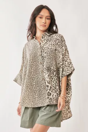 wholesale clothing animal printed ribbon ruffle sleeve shirt top davi & dani