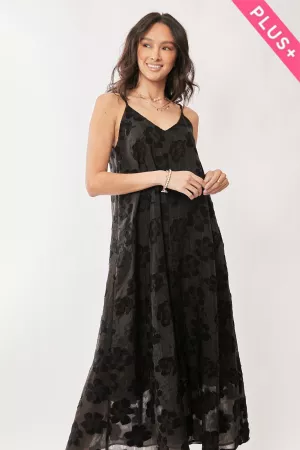 wholesale clothing plus black floral embroidered maxi slip dress davi & dani