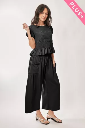 wholesale clothing plus ruffle cap sleeve top and waistband pants set davi & dani