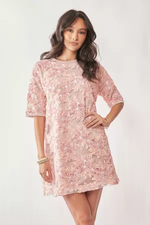 wholesale clothing floral sequins short sleeve dress davi & dani