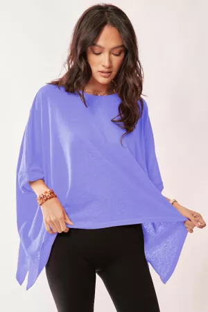 wholesale clothing solid drop shoulders batwing sleeve side slit top davi & dani