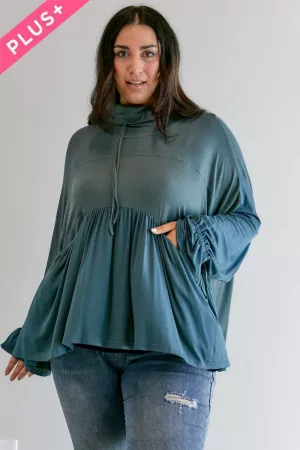 wholesale clothing plus solid turtle neck ruffle top davi & dani