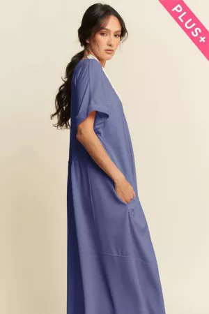 wholesale clothing plus soft knit v neck short sleeve midi dress davi & dani