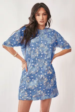 wholesale clothing floral sequins short sleeve dress davi & dani